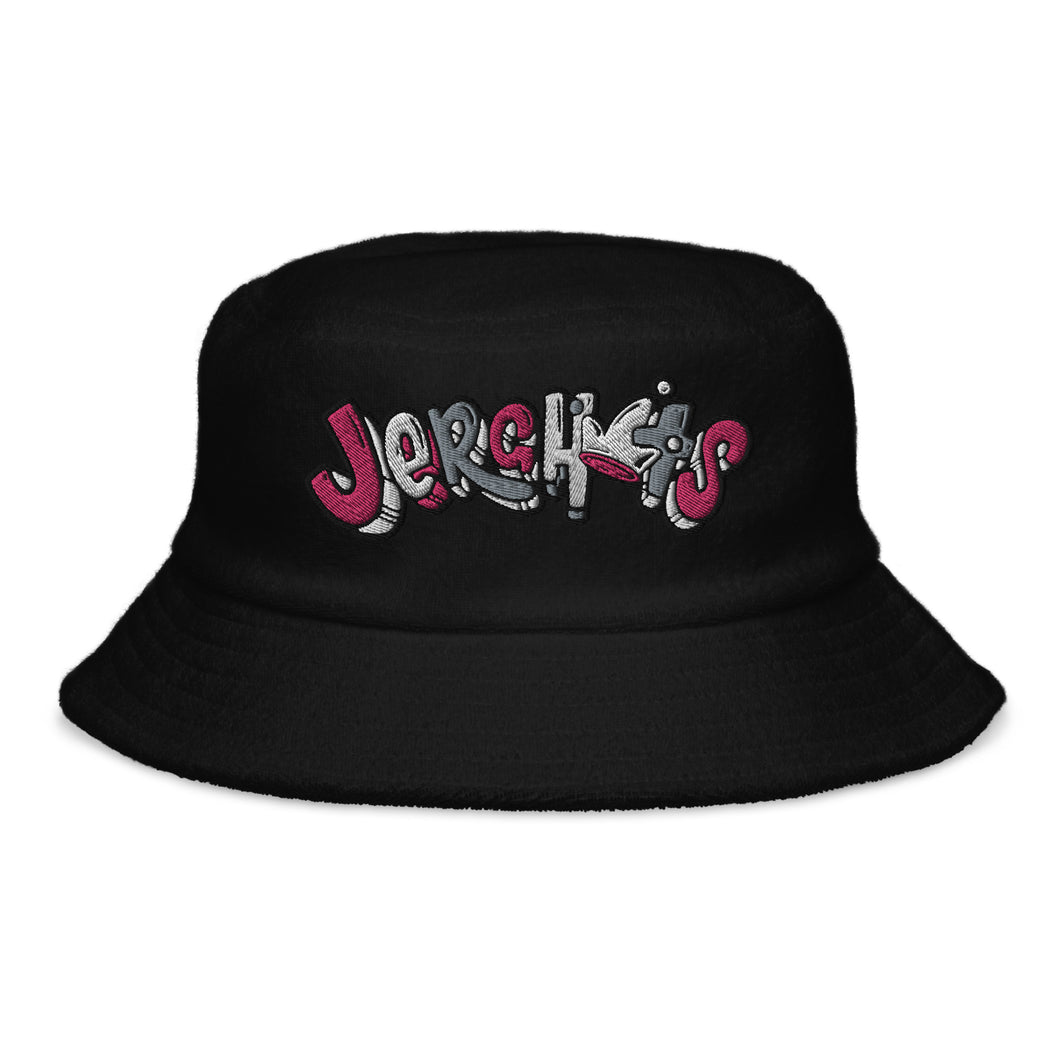Jerghats Graffitied Unstructured terry cloth bucket hat